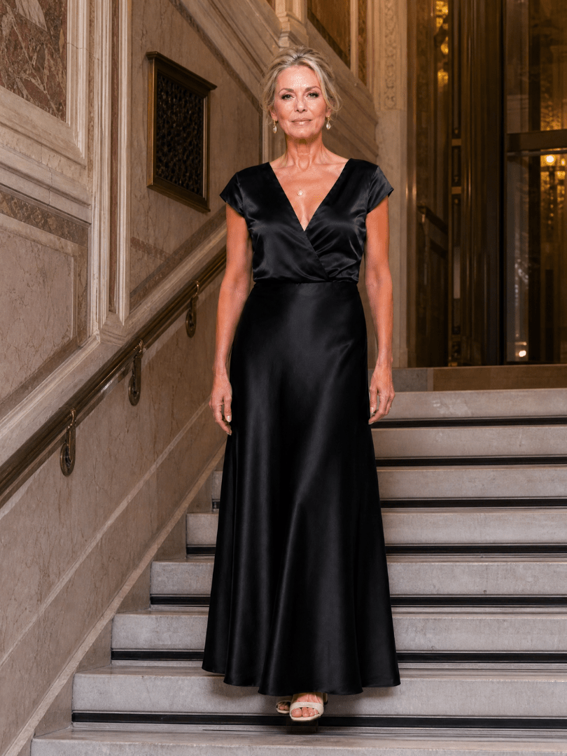 Samouse | Vestido Maxi con Corpiño Envolvente y Manga Corta - SC