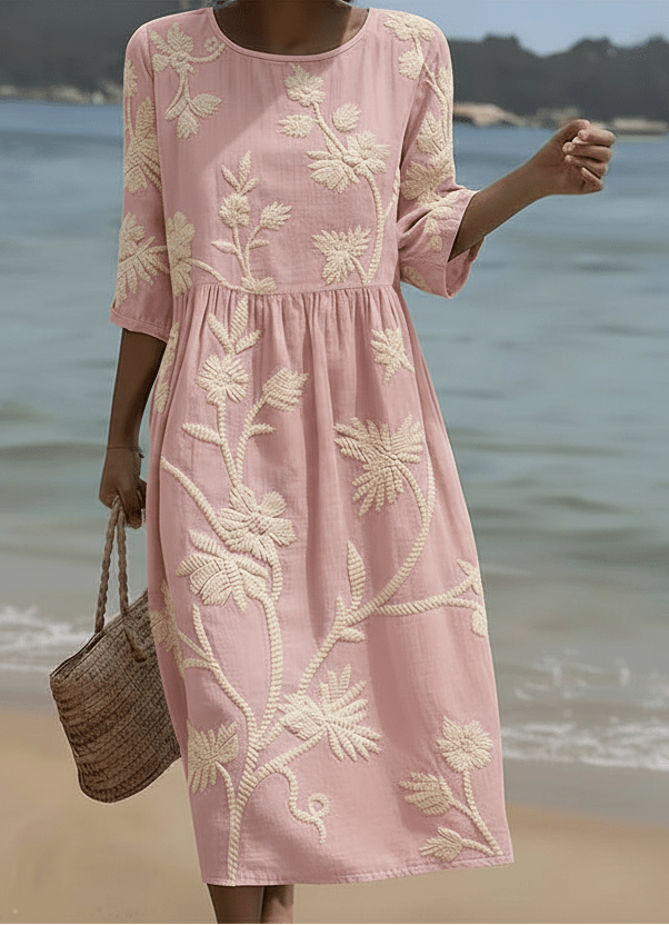 Phoebe | Vestido Midi con Estampado de Plantas y Flores - SC