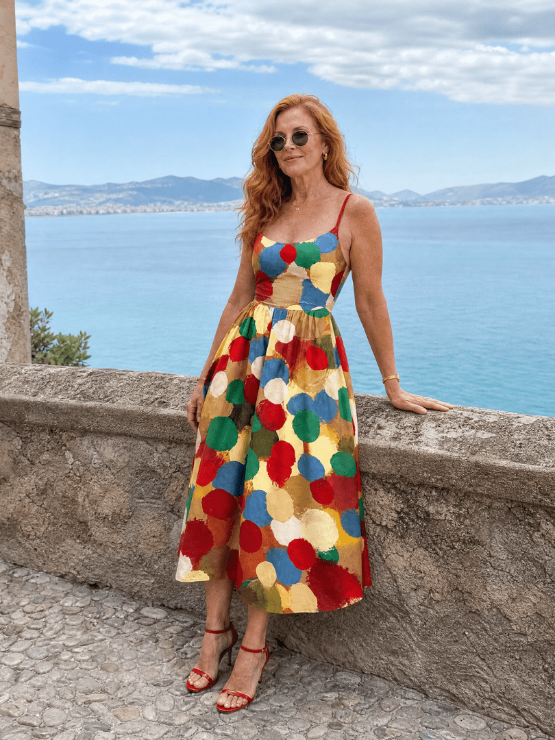 Xandria | Vestido Midi con Estampado de Lunares - SC