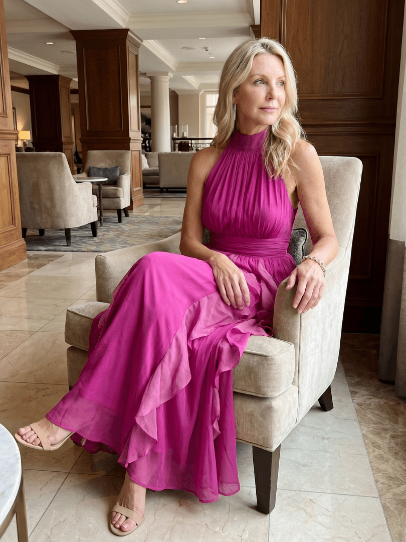 Orea | Vestido Maxi de Cuello Alto con Capas de Volantes Fruncidos - SC
