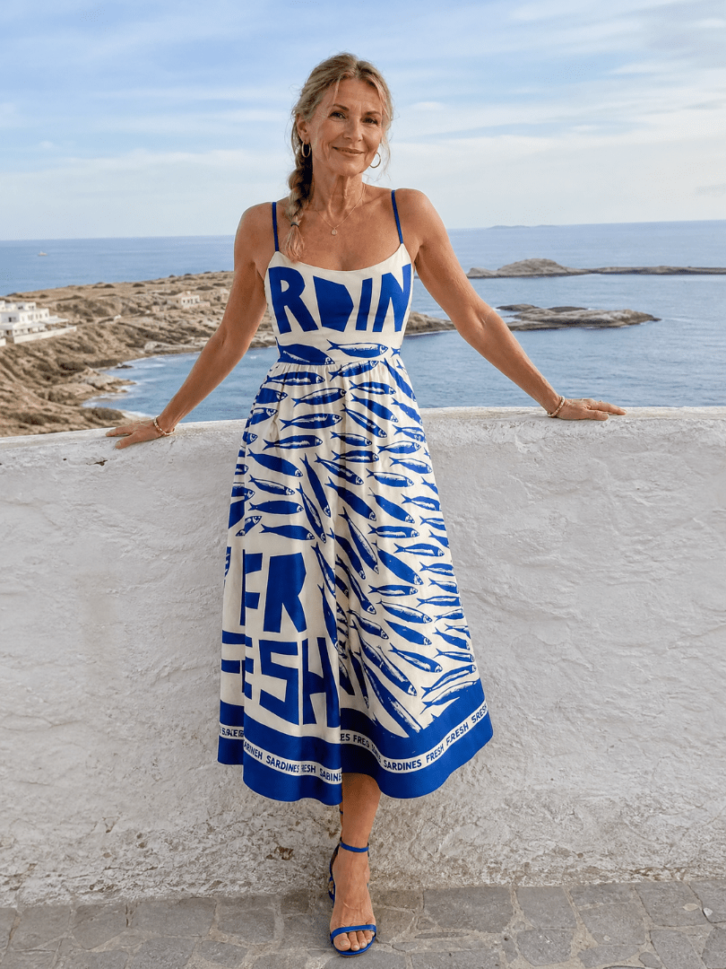 Suriope | Vestido Midi con Estampado de Peces - SC