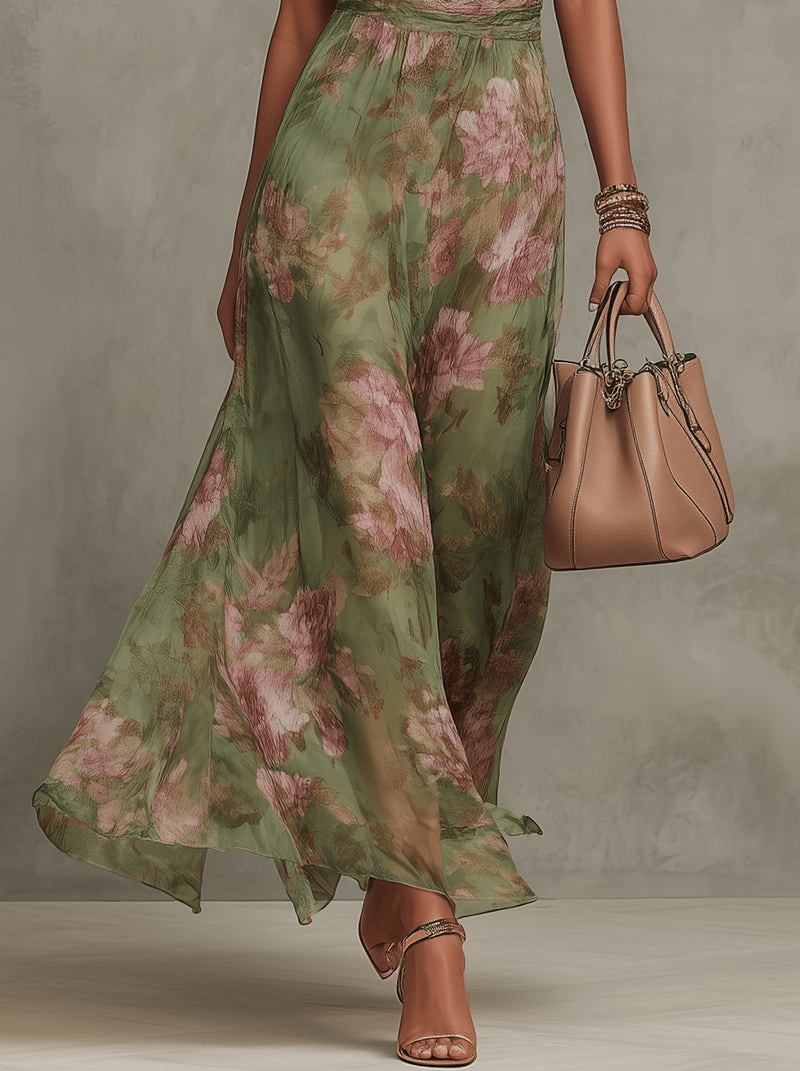 Livia | Vestido Maxi Halter Floral Elegante - SC