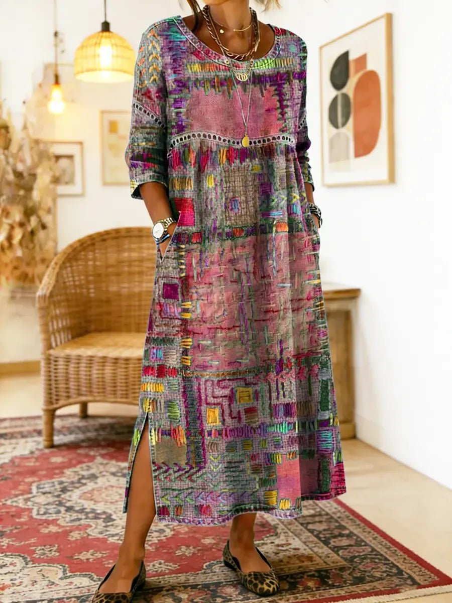 Mariana | Vestido Estampado Étnico - SC