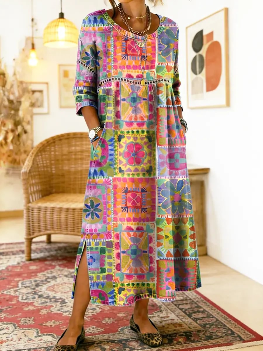 Pilar | Vestido Estampado étnico - SC