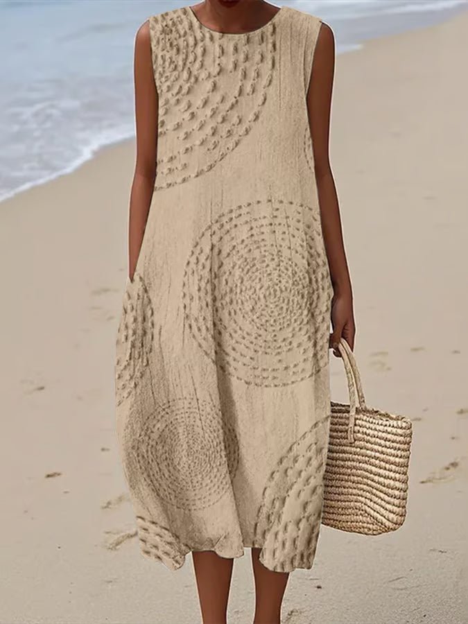 Vestido Largo sin Mangas con Patrón Texturizado - SC