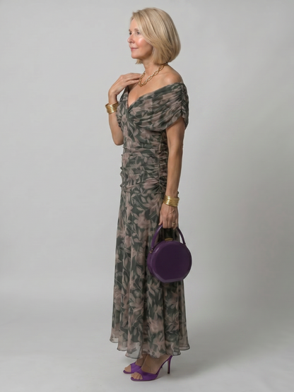 Calen | Vestido midi fluido con hombros al descubierto