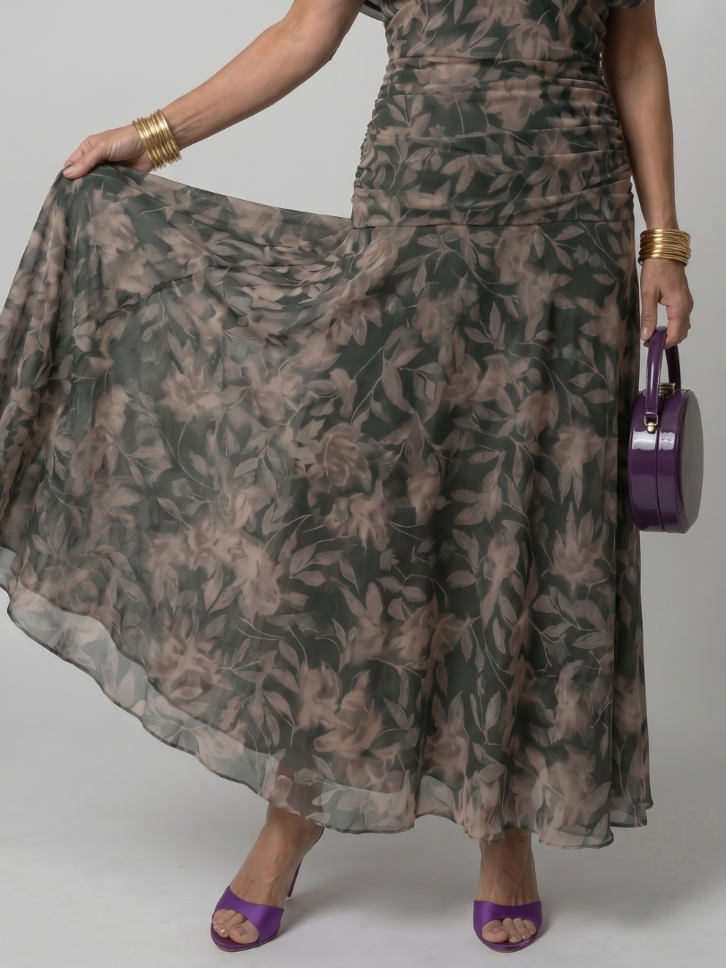 Calen | Vestido midi fluido con hombros al descubierto