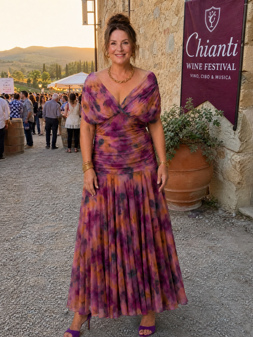 Calen | Vestido midi fluido con hombros al descubierto