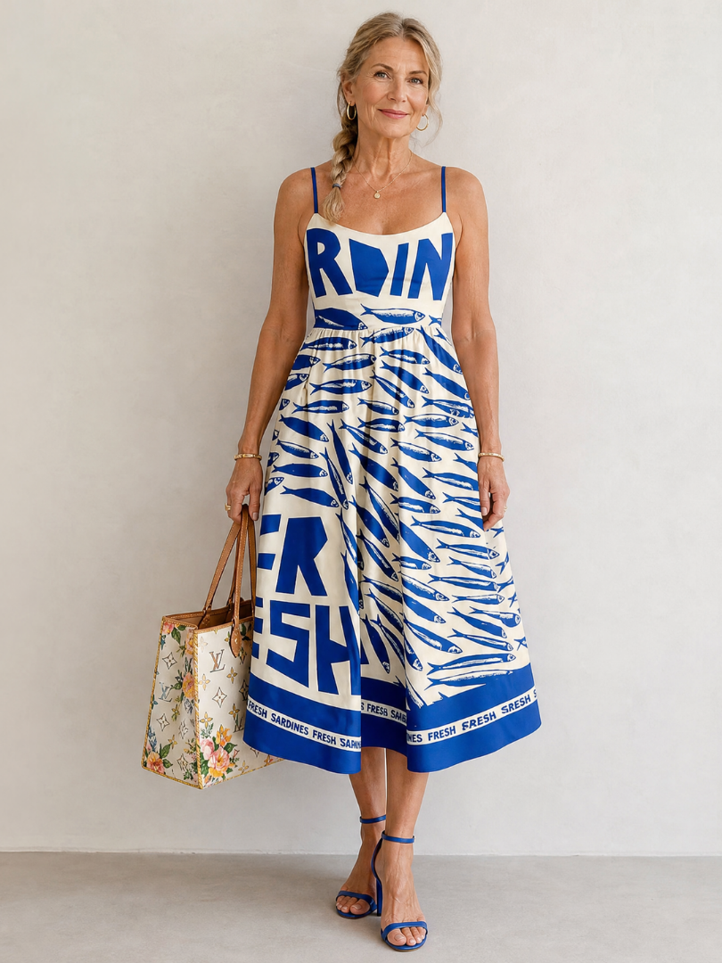 Suriope | Vestido Midi con Estampado de Peces