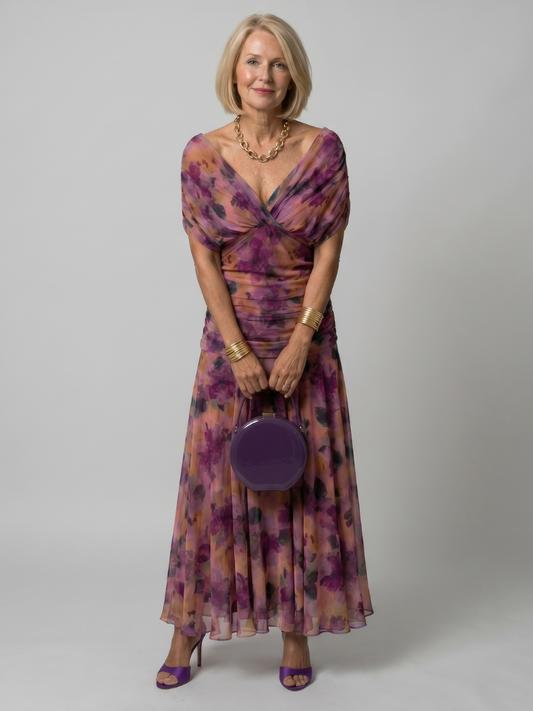 Calen | Vestido midi fluido con hombros al descubierto