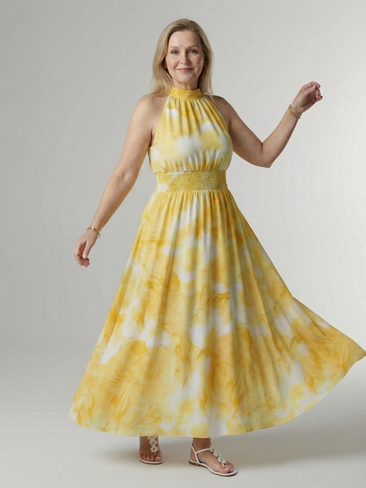 Sylin | Vestido midi con escote halter fruncido