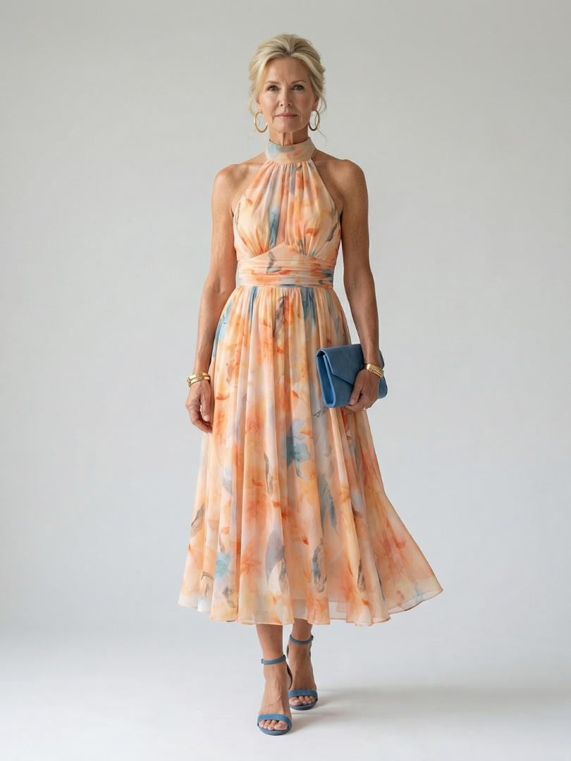 Elin | Vestido midi con escote halter suave