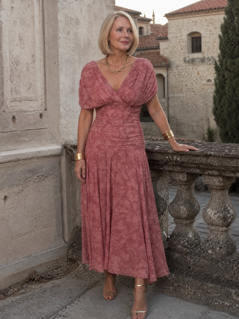 Calen | Vestido midi fluido con hombros al descubierto