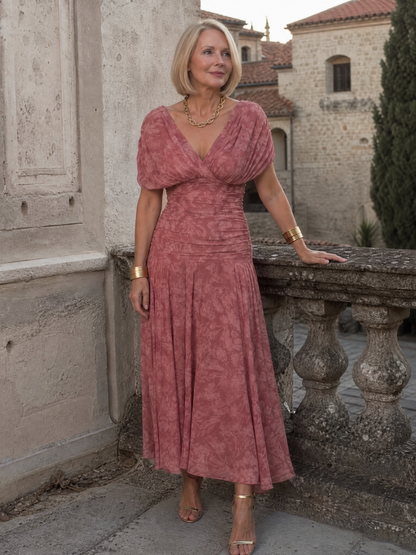 Calen | Vestido midi fluido con hombros al descubierto