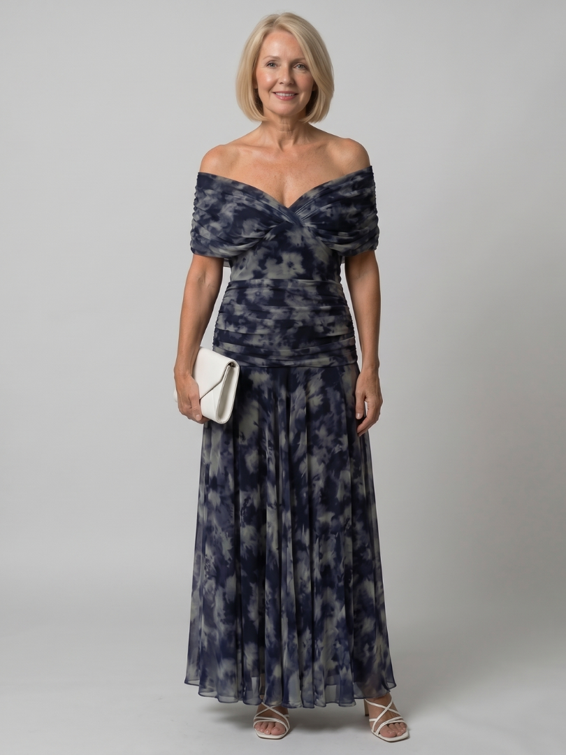 Calen | Vestido midi fluido con hombros al descubierto