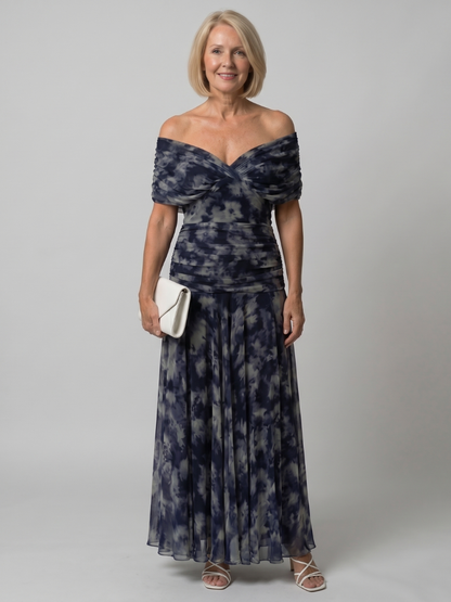 Calen | Vestido midi fluido con hombros al descubierto