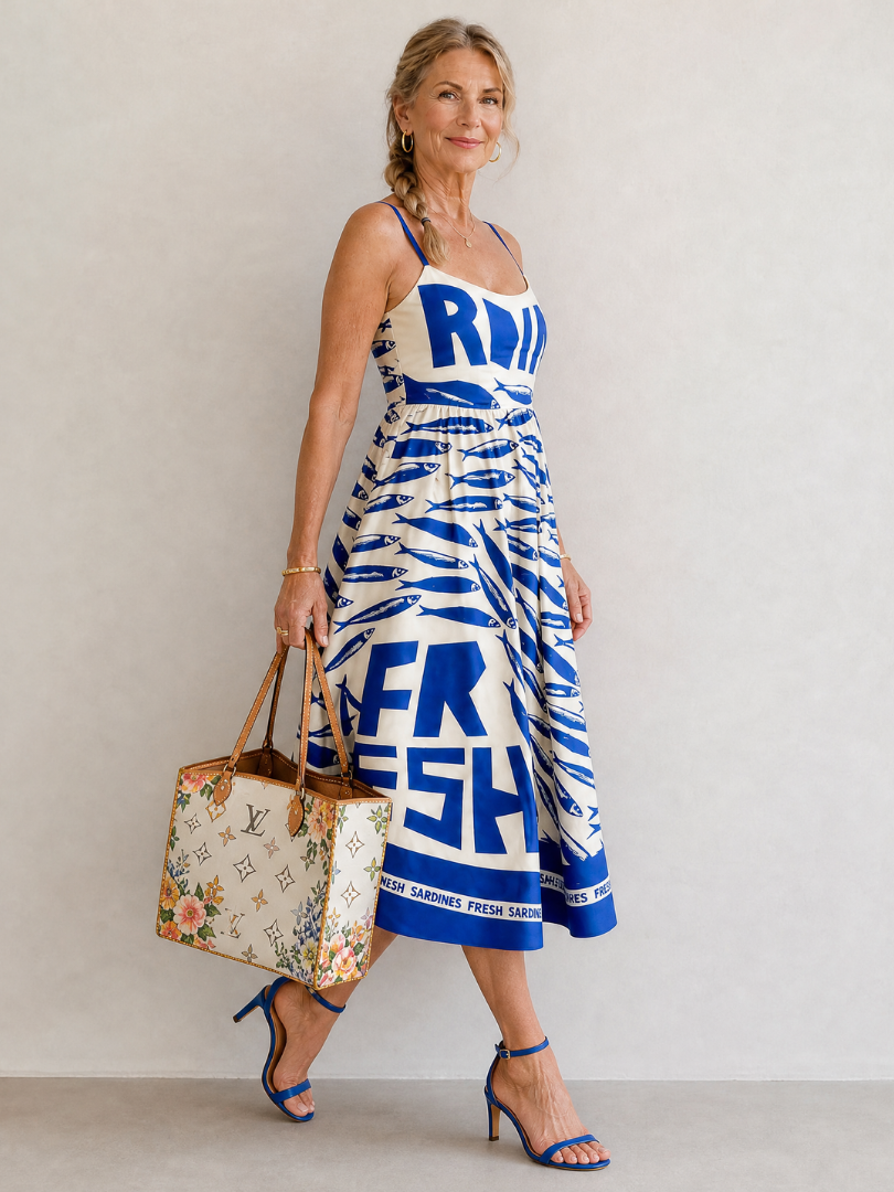 Suriope | Vestido Midi con Estampado de Peces