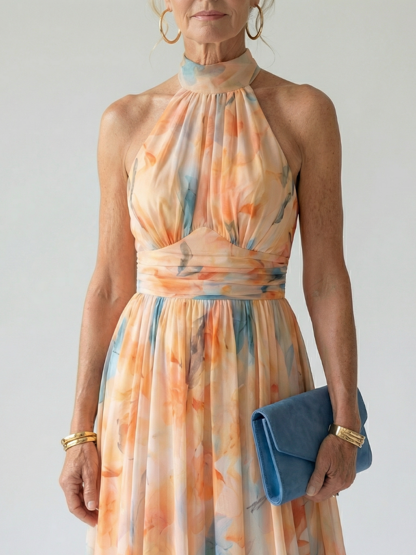 Elin | Vestido midi con escote halter suave