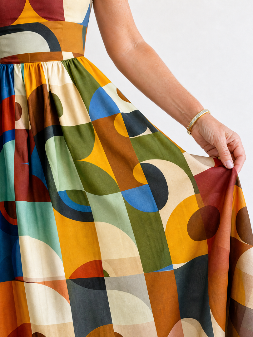 Zoraline | Vestido Midi con Estampado Geométrico
