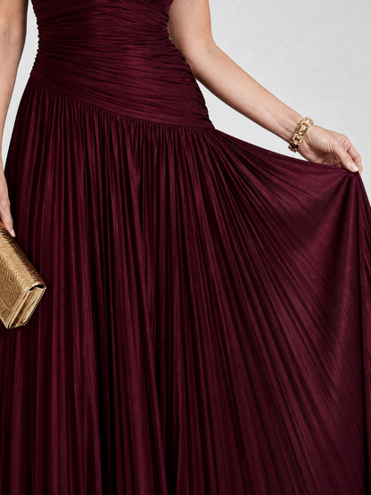 Lemar | Vestido midi plisado sin mangas con escote en V