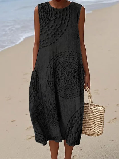 Vestido Largo sin Mangas con Patrón Texturizado - SC