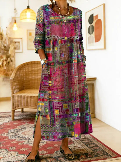 Mariana | Vestido Estampado Étnico - SC
