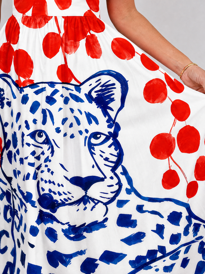 Zarelia | Vestido Midi con Estampado de Leopardo