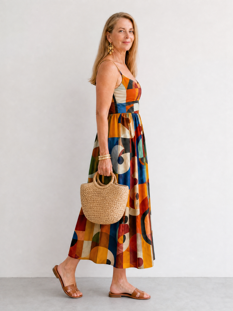 Zoraline | Vestido Midi con Estampado Geométrico