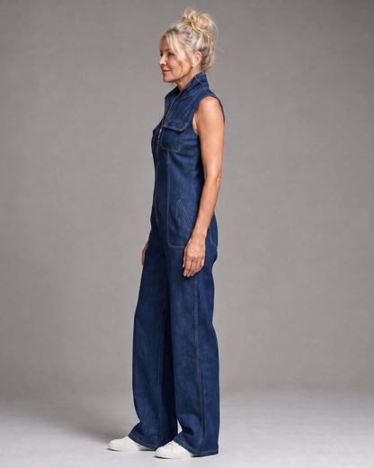Samantha | Enterizo Denim de Pierna Ancha sin Mangas