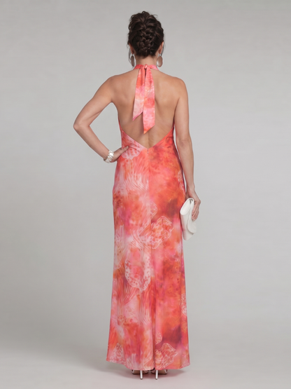 Coraline | Vestido maxi estampado con cuello halter