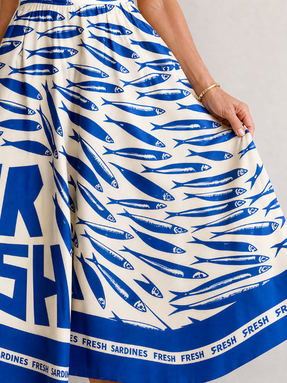 Suriope | Vestido Midi con Estampado de Peces
