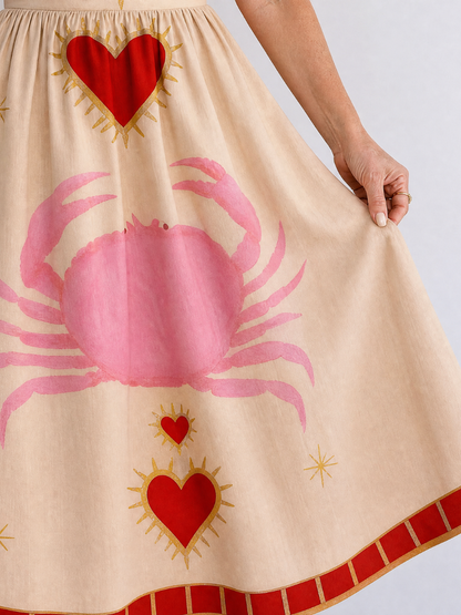 Aurevra | Vestido Midi sin Mangas con Motivo de Corazón