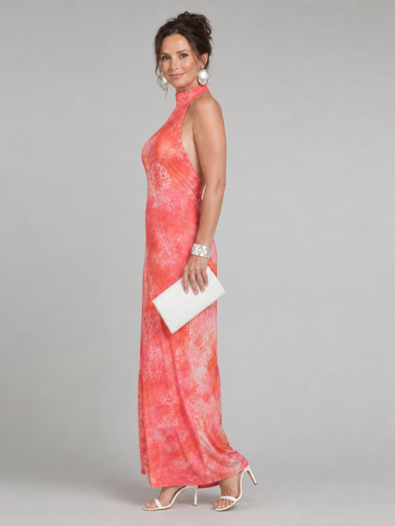 Coraline | Vestido maxi estampado con cuello halter