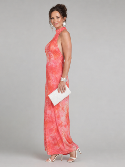 Coraline | Vestido maxi estampado con cuello halter