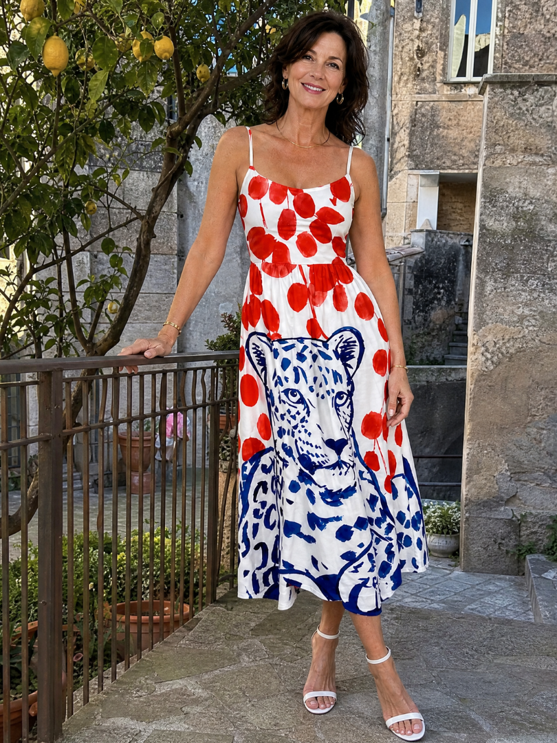Zarelia | Vestido Midi con Estampado de Leopardo