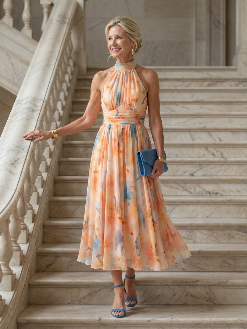 Elin | Vestido midi con escote halter suave