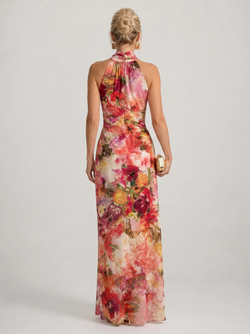 Elisabetta | Vestido maxi con escote halter y estampado floral