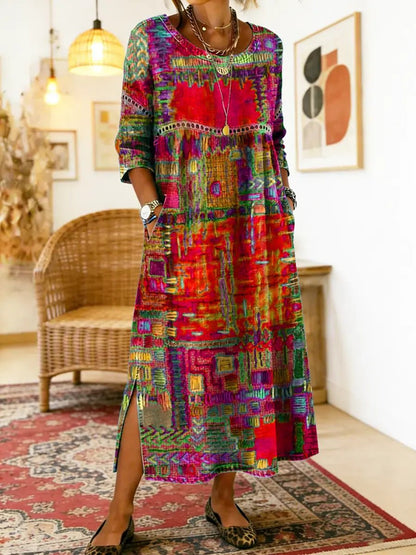 Mariana | Vestido Estampado Étnico - SC