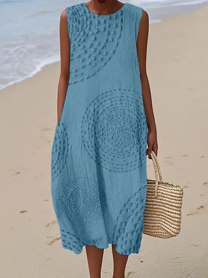 Vestido Largo sin Mangas con Patrón Texturizado - SC