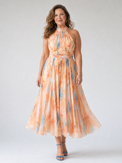 Elin | Vestido midi con escote halter suave