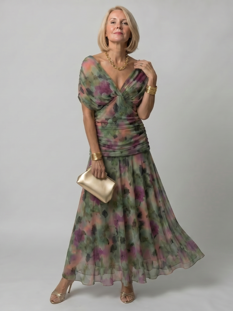 Calen | Vestido midi fluido con hombros al descubierto