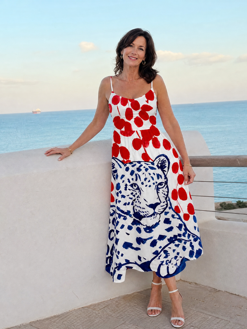Zarelia | Vestido Midi con Estampado de Leopardo