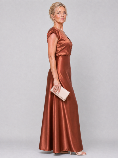 Samouse | Vestido maxi con corpiño envolvente y manga corta