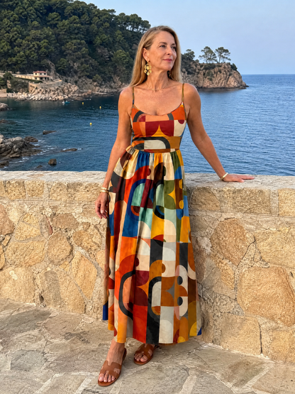 Zoraline | Vestido Midi con Estampado Geométrico