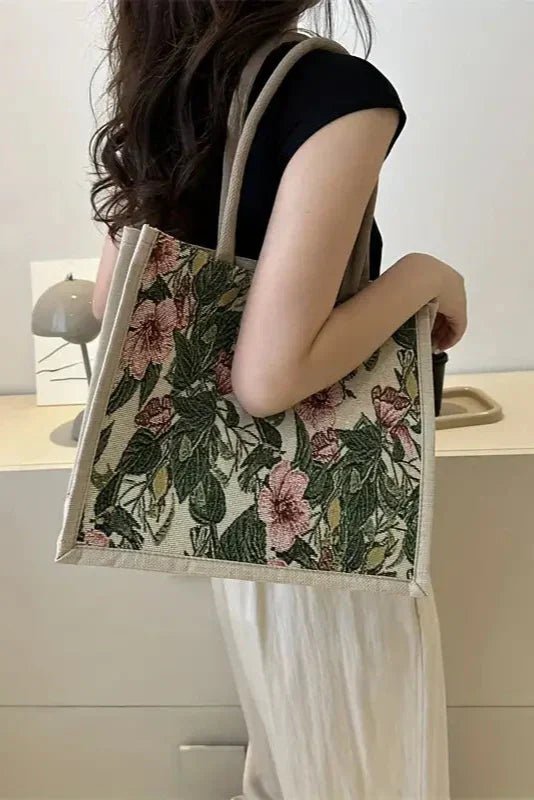 Bolsa de Yute Taila con Estampado Floral y Diseño Ecológico - SC