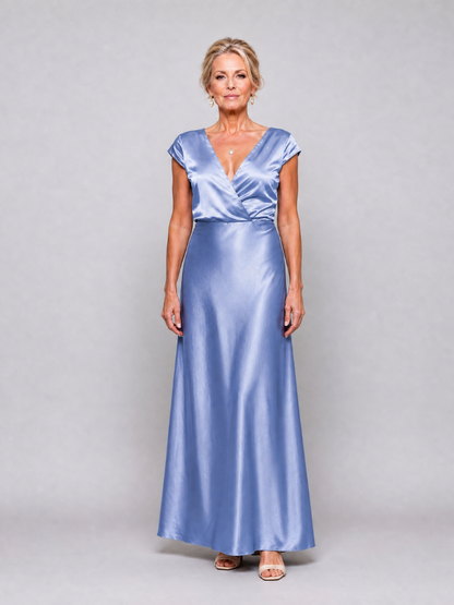 Samouse | Vestido maxi con corpiño envolvente y manga corta