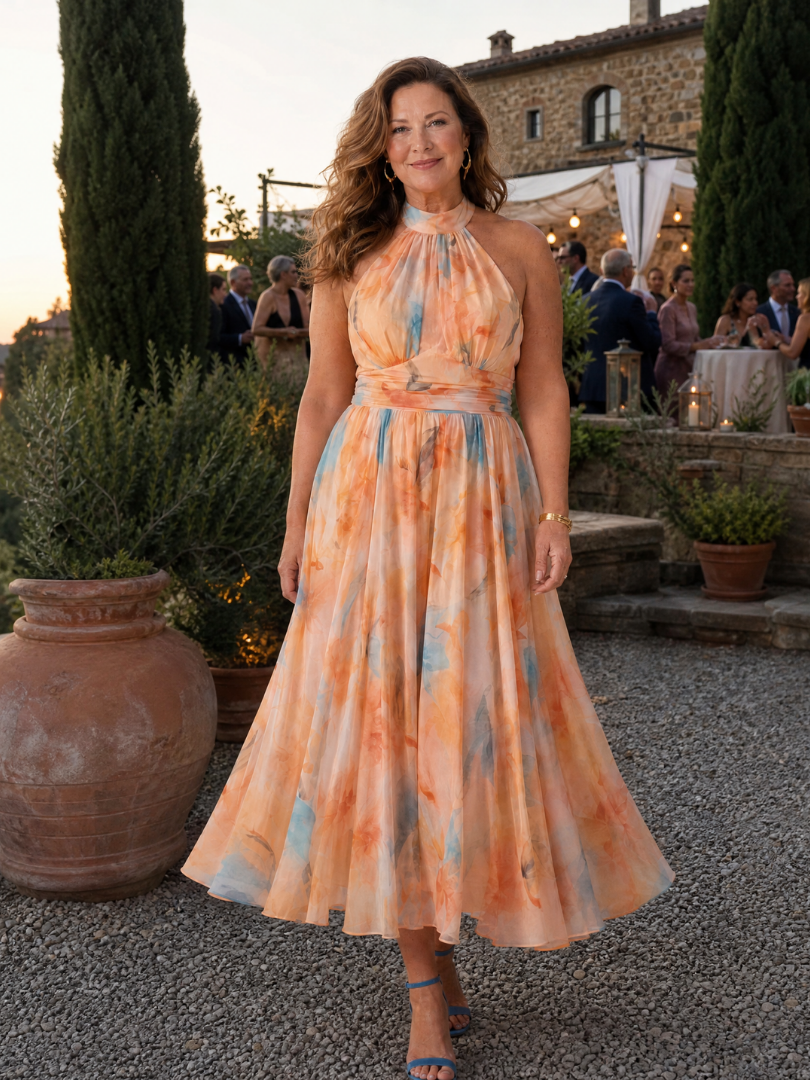 Elin | Vestido midi con escote halter suave
