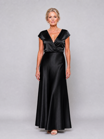 Samouse | Vestido maxi con corpiño envolvente y manga corta