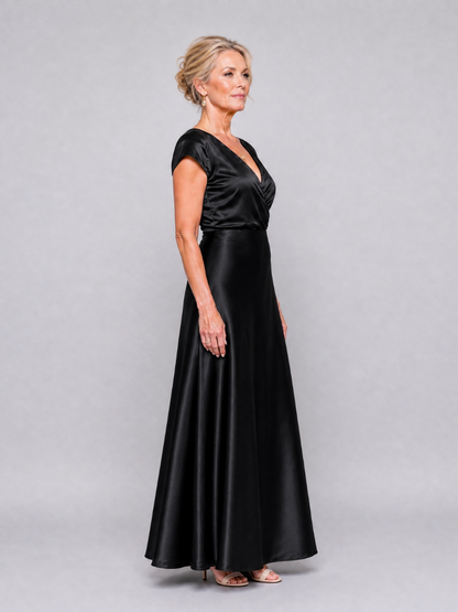 Samouse | Vestido maxi con corpiño envolvente y manga corta