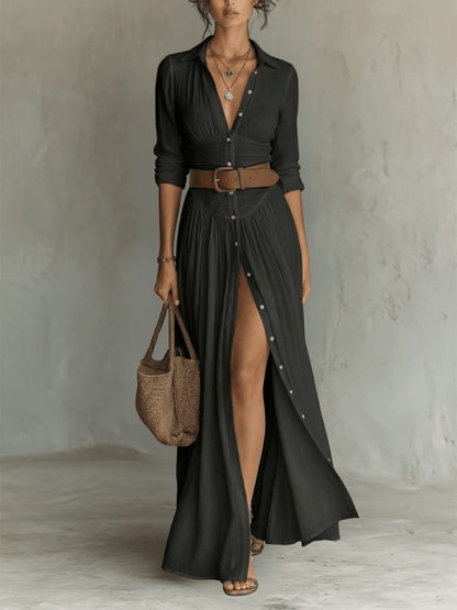 Patricia | Vestido Maxi con Cuello en Muesca - SC